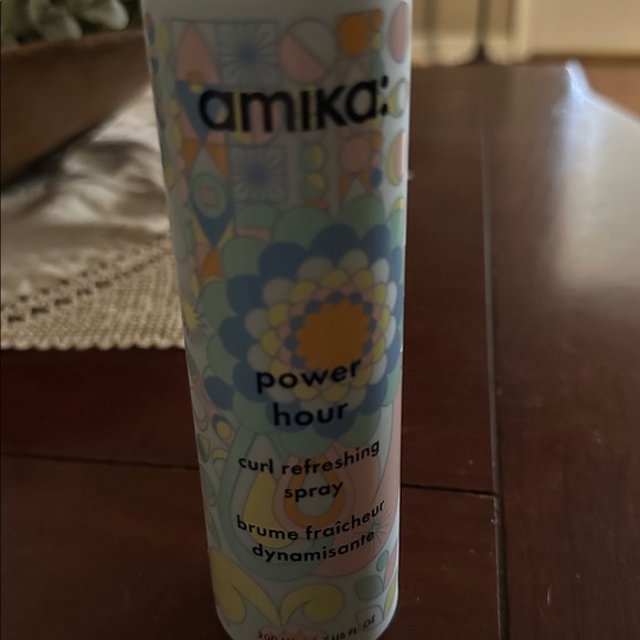 New!! Amika Power Hour Curl Refreshing Spray with Blue and Yellow Design - Picture 2 of 2